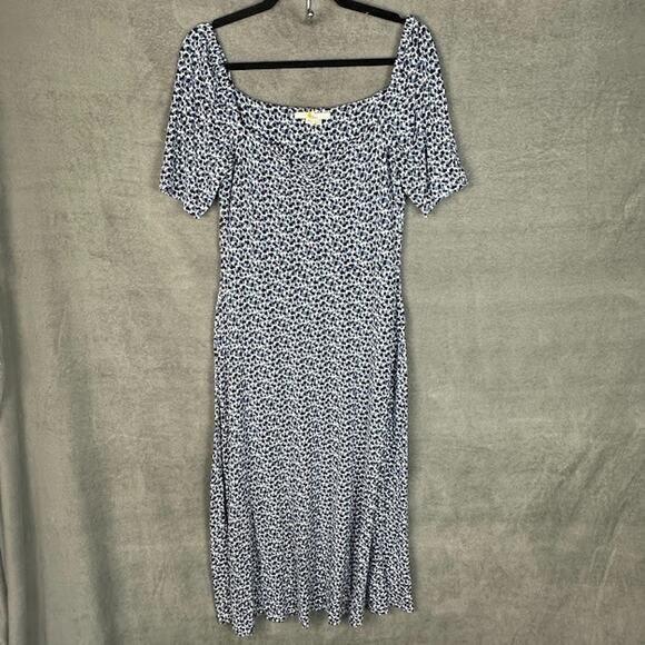 Boden Dresses & Skirts - Boden Dress Womens 6R Blue Dot Sweetheart Jersey Midi Preppy Comfort Coastal